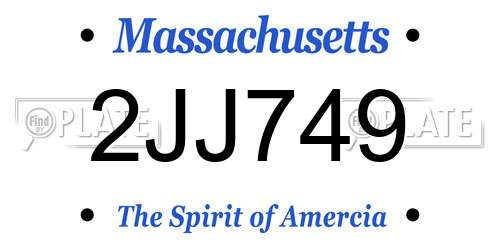 2JJ749 Massachusetts License Plate