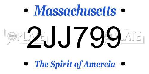 2JJ799 Massachusetts License Plate