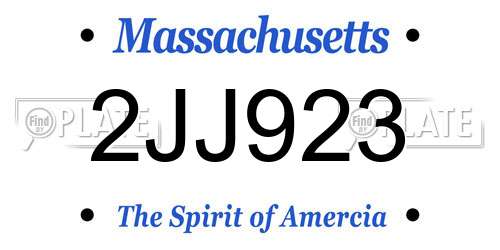 2JJ923 Massachusetts License Plate