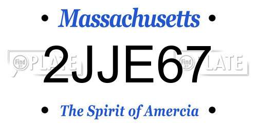 2JJE67 Massachusetts License Plate