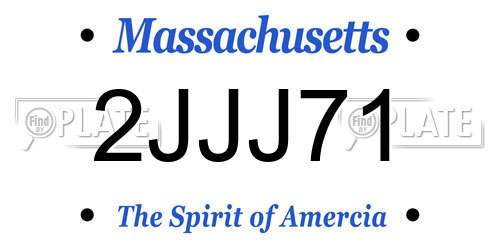 2JJJ71 Massachusetts License Plate