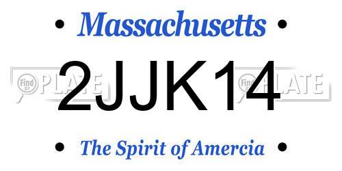 2JJK14 Massachusetts License Plate