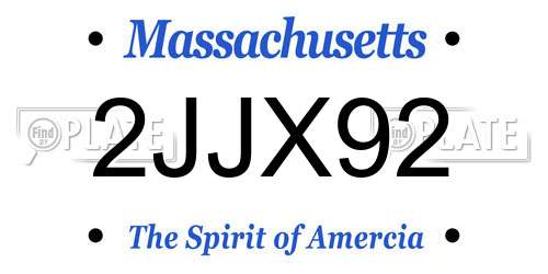 2JJX92 Massachusetts License Plate