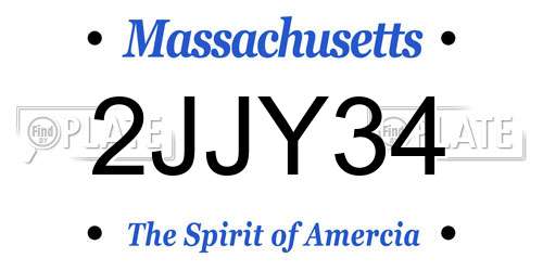 2JJY34 Massachusetts License Plate