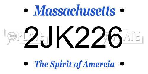 2JK226 Massachusetts License Plate
