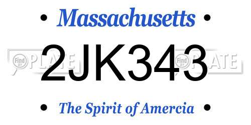 2JK343 Massachusetts License Plate