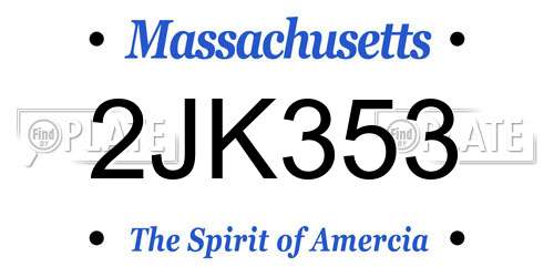 2JK353 Massachusetts License Plate
