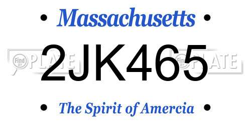2JK465 Massachusetts License Plate