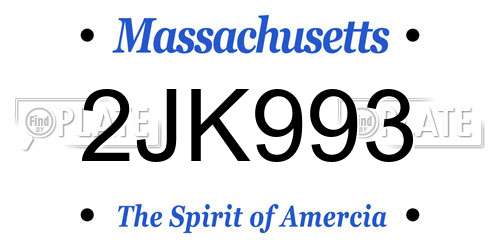 2JK993 Massachusetts License Plate