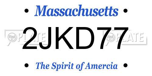 2JKD77 Massachusetts License Plate