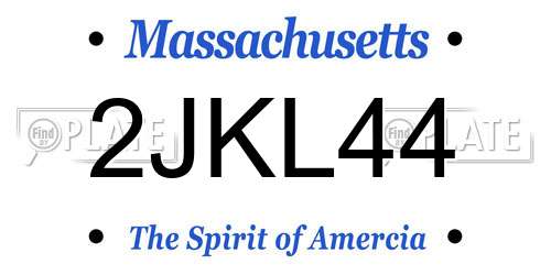 2JKL44 Massachusetts License Plate