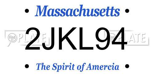 2JKL94 Massachusetts License Plate