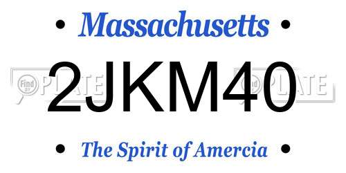2JKM40 Massachusetts License Plate