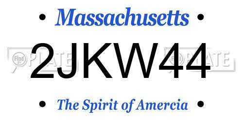 2JKW44 Massachusetts License Plate