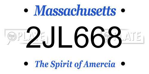2JL668 Massachusetts License Plate