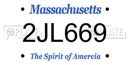 2JL669 Massachusetts License Plate