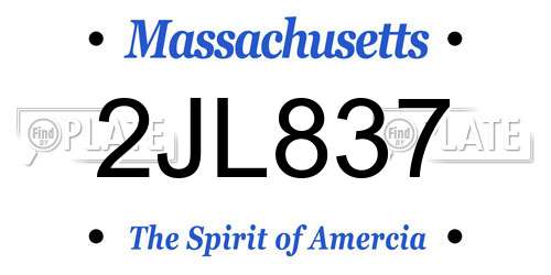 2JL837 Massachusetts License Plate