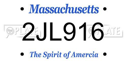 2JL916 Massachusetts License Plate