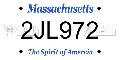 2JL972 Massachusetts License Plate