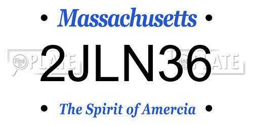 2JLN36 Massachusetts License Plate