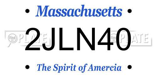 2JLN40 Massachusetts License Plate