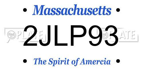 2JLP93 Massachusetts License Plate