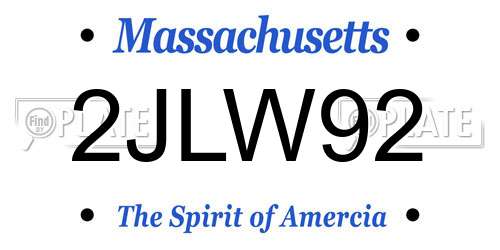 2JLW92 Massachusetts License Plate