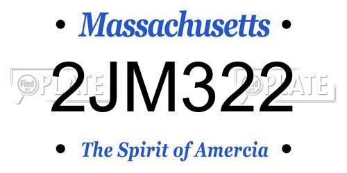 2JM322 Massachusetts License Plate