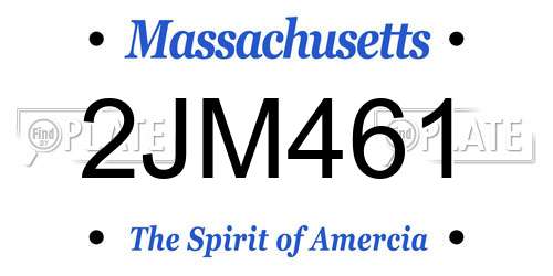 2JM461 Massachusetts License Plate