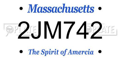 2JM742 Massachusetts License Plate