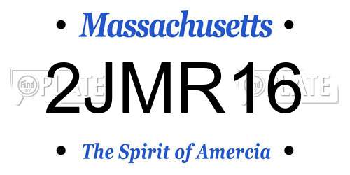 2JMR16 Massachusetts License Plate