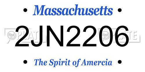 2JN2206 Massachusetts License Plate