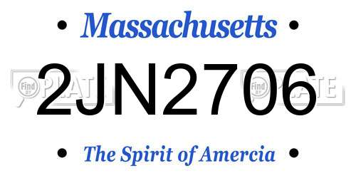 2JN2706 Massachusetts License Plate