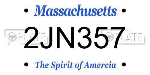 2JN357 Massachusetts License Plate