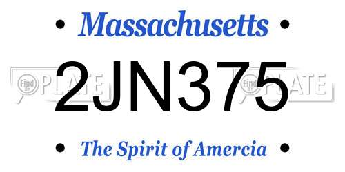 2JN375 Massachusetts License Plate