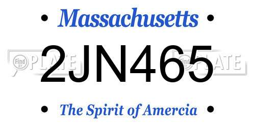 2JN465 Massachusetts License Plate