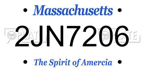 2JN7206 Massachusetts License Plate