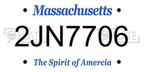 2JN7706 Massachusetts License Plate