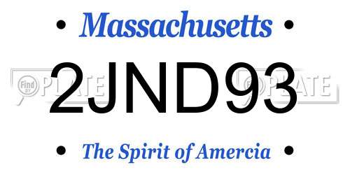 2JND93 Massachusetts License Plate