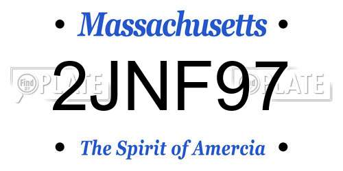 2JNF97 Massachusetts License Plate