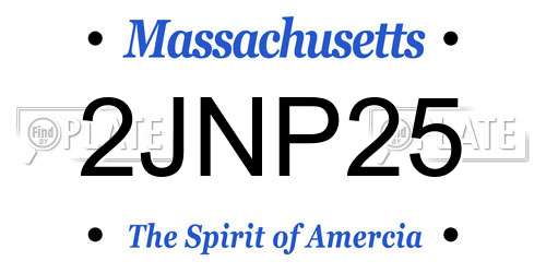 2JNP25 Massachusetts License Plate