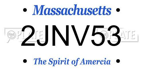 2JNV53 Massachusetts License Plate