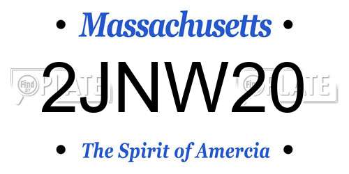 2JNW20 Massachusetts License Plate