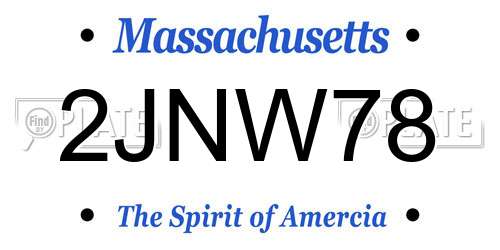 2JNW78 Massachusetts License Plate