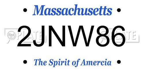 2JNW86 Massachusetts License Plate