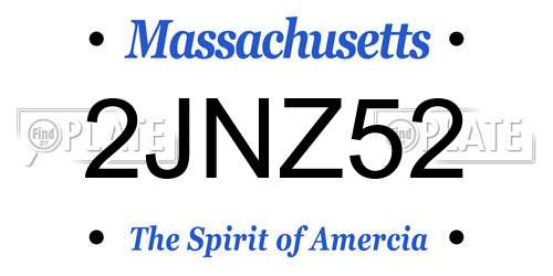 2JNZ52 Massachusetts License Plate