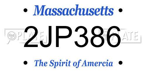 2JP386 Massachusetts License Plate