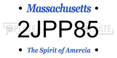 2JPP85 Massachusetts License Plate