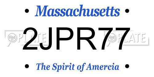 2JPR77 Massachusetts License Plate