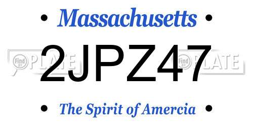 2JPZ47 Massachusetts License Plate